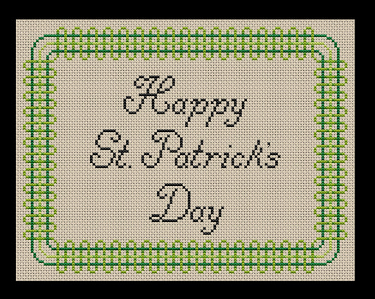 Happy St. Patrick's Day Border Cross-stitch, Made-to-Order