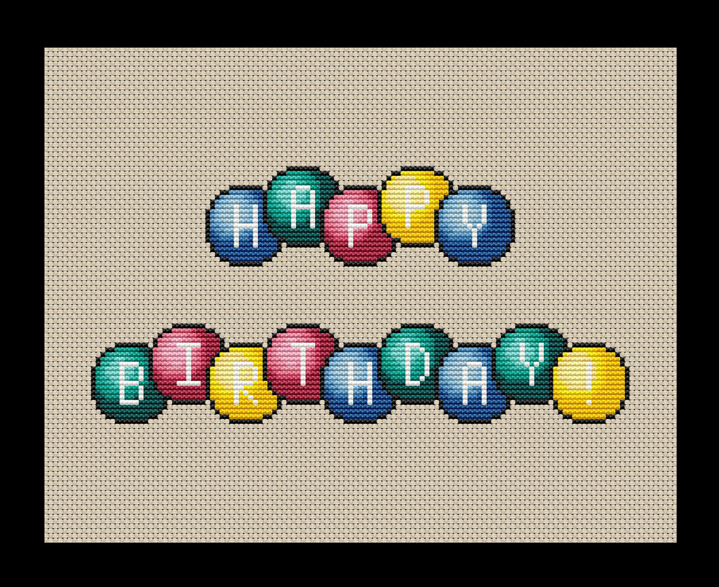 Happy Birthday Bubbles Cross-stitch, Made-To-Order