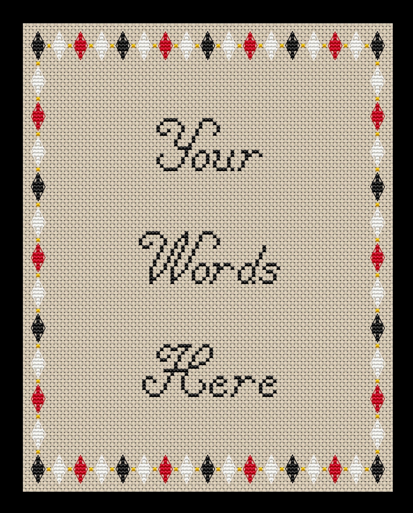 Harlequin (Glow-In-The-Dark) Border Cross-stitch, Made-To-Order