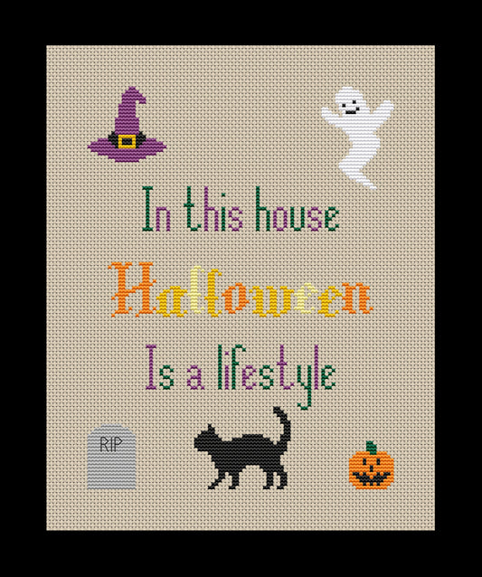 Halloween Is A Lifestyle Cross-stitch, Made-To-Order