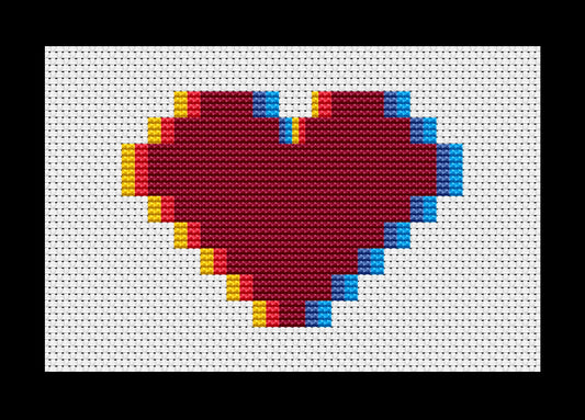 Heart Glitch Cross-stitch, Made-To-Order