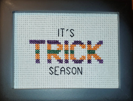 It's Trick Season Cross-stitch, Ready To Ship