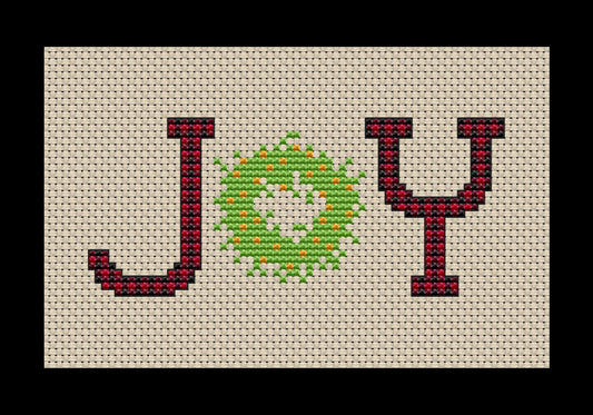 Joy with Wreath Cross-stitch, DIY Kit