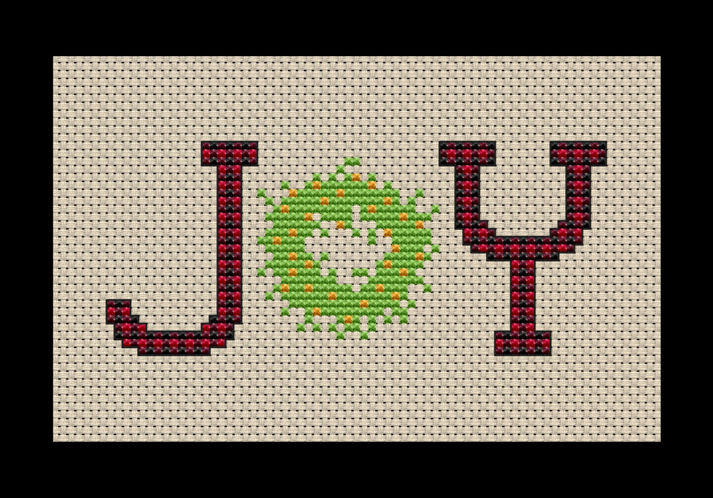 Joy with Wreath Cross-stitch, Made-To-Order