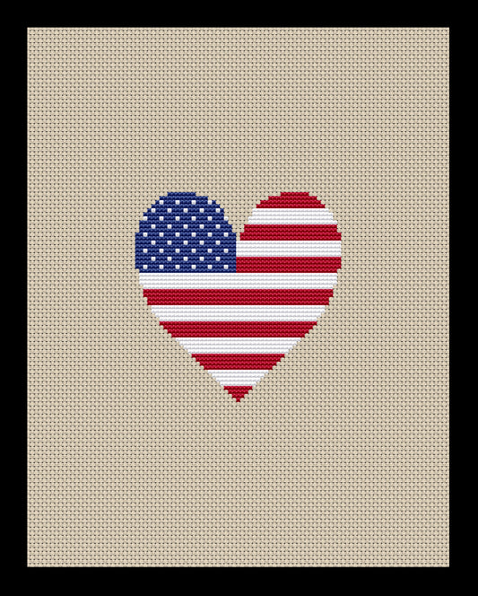 July 4th Heart Cross-stitch, Made-To-Order