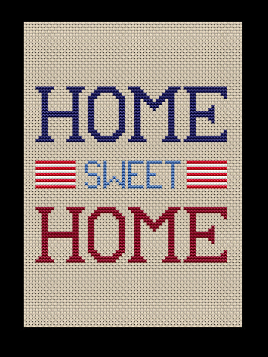 July 4th Home Sweet Home Cross-stitch, DIY Kit