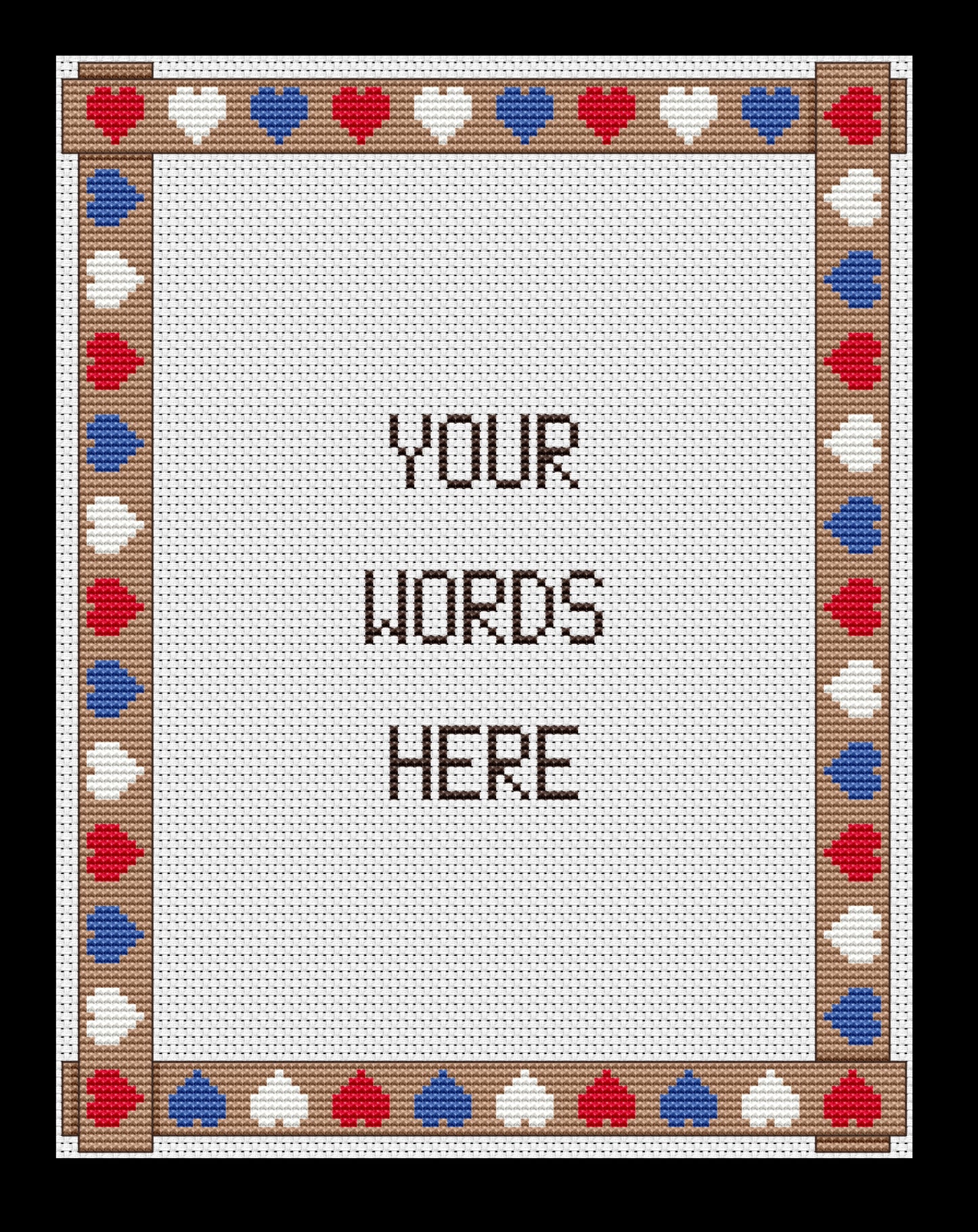 July 4th Hearts Border Cross-stitch, Made-To-Order