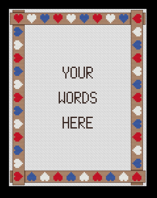 July 4th Hearts Border Cross-stitch, Made-To-Order