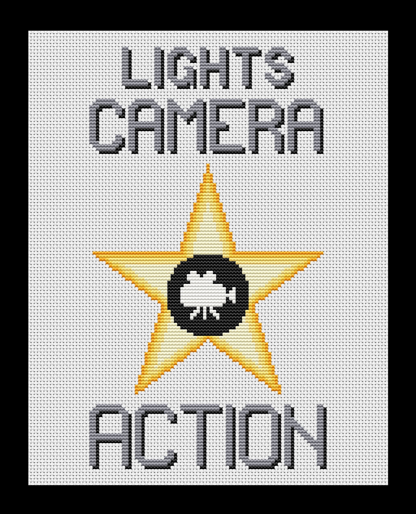Lights Camera Action Cross-stitch, Made-To-Order