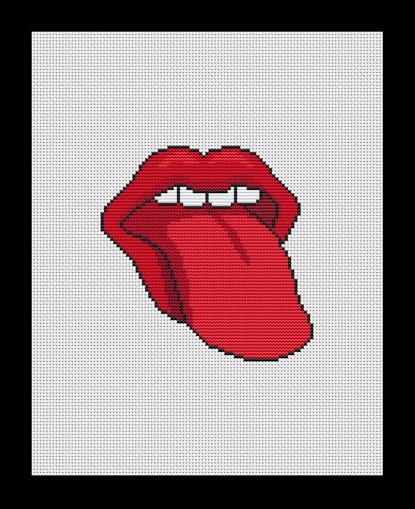 Lips and Tongue Cross-stitch, Made-To-Order