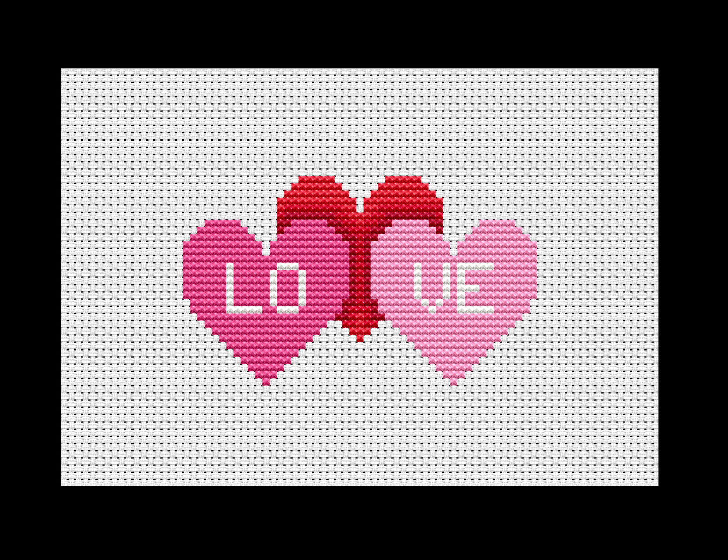 Valentine Hearts Trio Cross-stitch, Made-to-Order