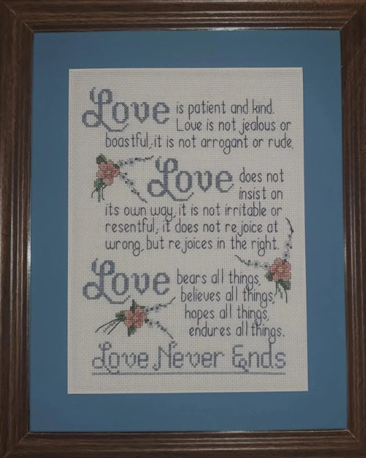 Love Never Ends Cross-stitch, Ready To Ship