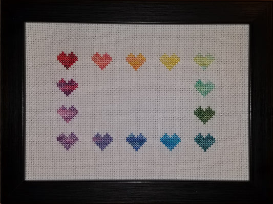 Rainbow Hearts Variation Border Cross-stitch, Made-to-Order