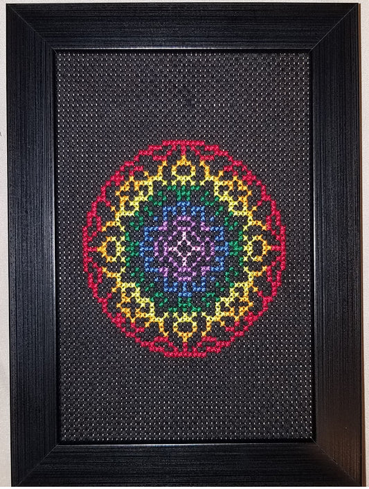 Rainbow Mandala Cross-stitch, Made-to-Order