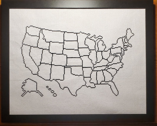 USA Map (Borders Only) Cross-stitch, Made-to-Order