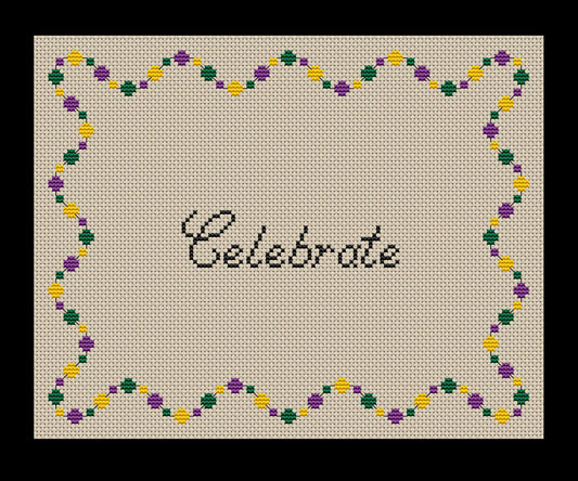 Mardi Gras Beads Border Cross-stitch, Made-to-Order