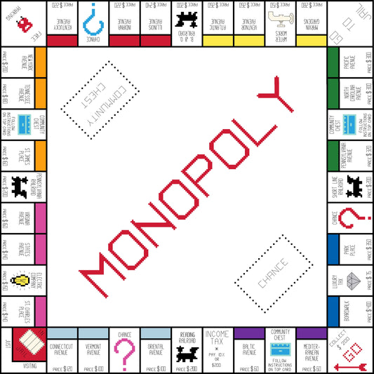 Monopoly Game Board Cross-stitch, DIY Kit