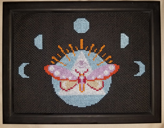 Celestial Moth Cross-stitch, DIY Kit