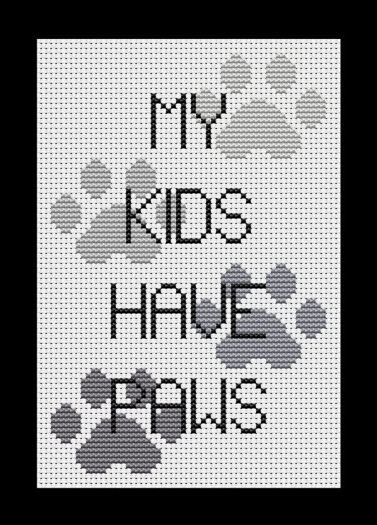 My Kids Have Paws Cross-stitch, Made-to-Order