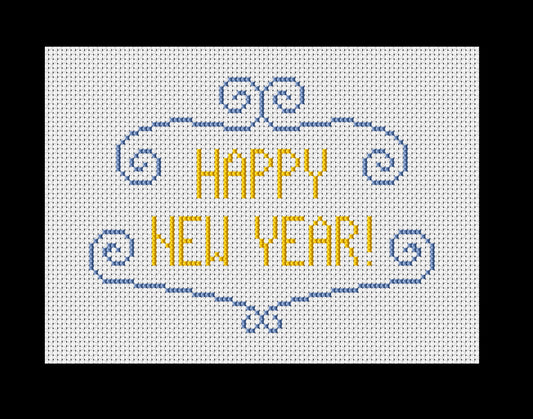 Happy New Year Scroll Cross-stitch, DIY Kit