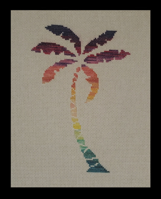 Palm Tree Sunset Variation Cross-stitch, Made-to-Order