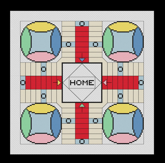 Parcheesi Game Board Cross-stitch, DIY Kit