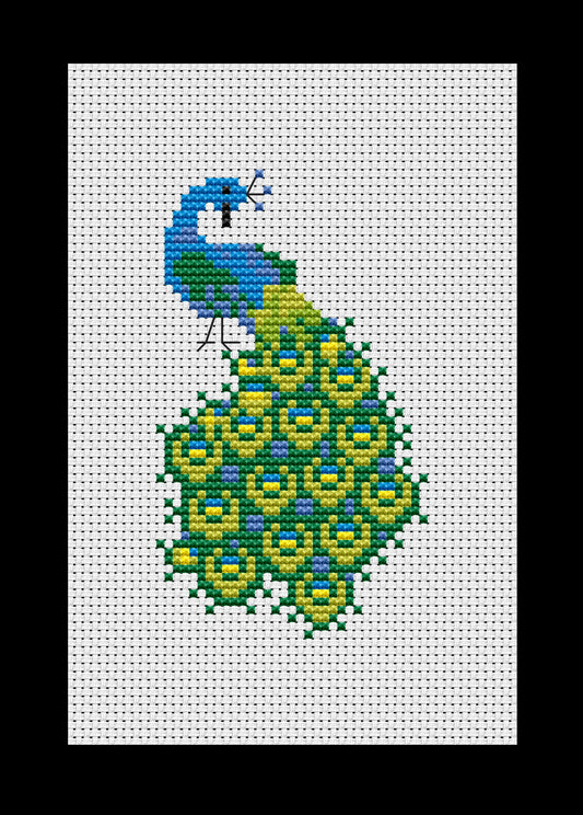 Peacock Cross-stitch, Made-to-Order