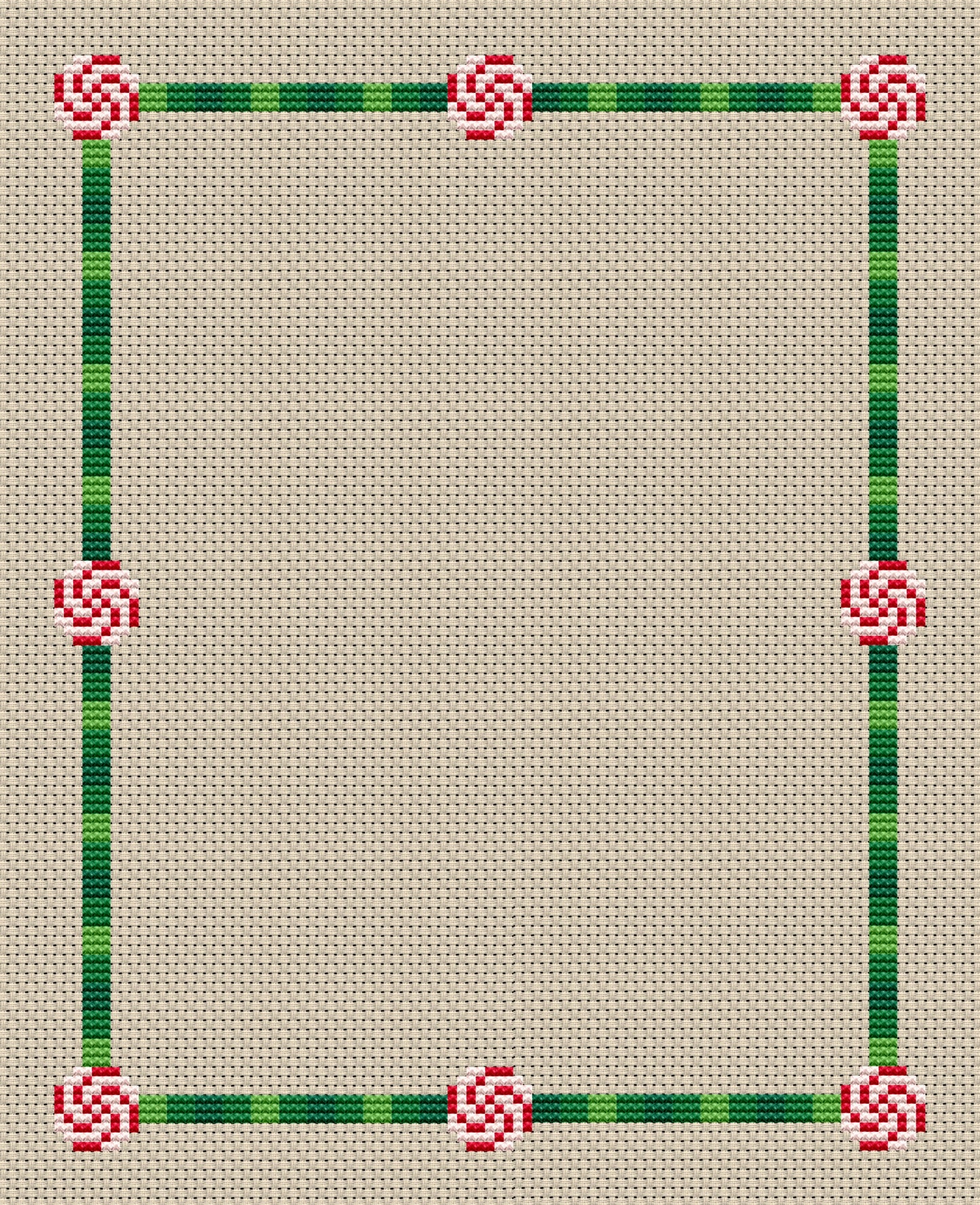 Peppermint Candy Border Cross-stitch, Made-To-Order