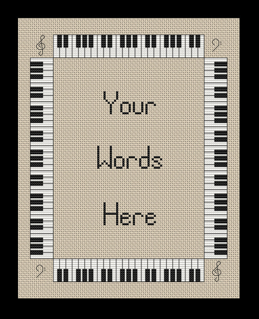 Piano Keys Border Cross-stitch, Made-to-Order