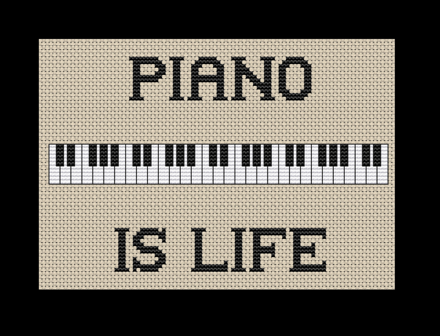 Piano Is Life Cross-stitch, Made-to-Order