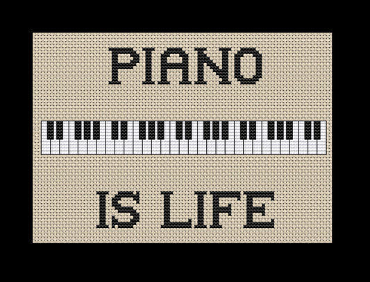 Piano Is Life Cross-stitch, Made-to-Order