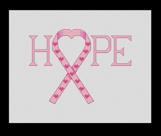Pink Ribbon (Breast Cancer Awareness) Cross-stitch, Made-to-Order (With Charity Donation)