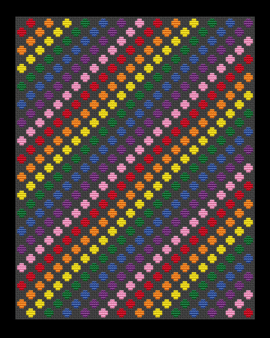 Rainbow Dots Cross-stitch, Made-to-Order