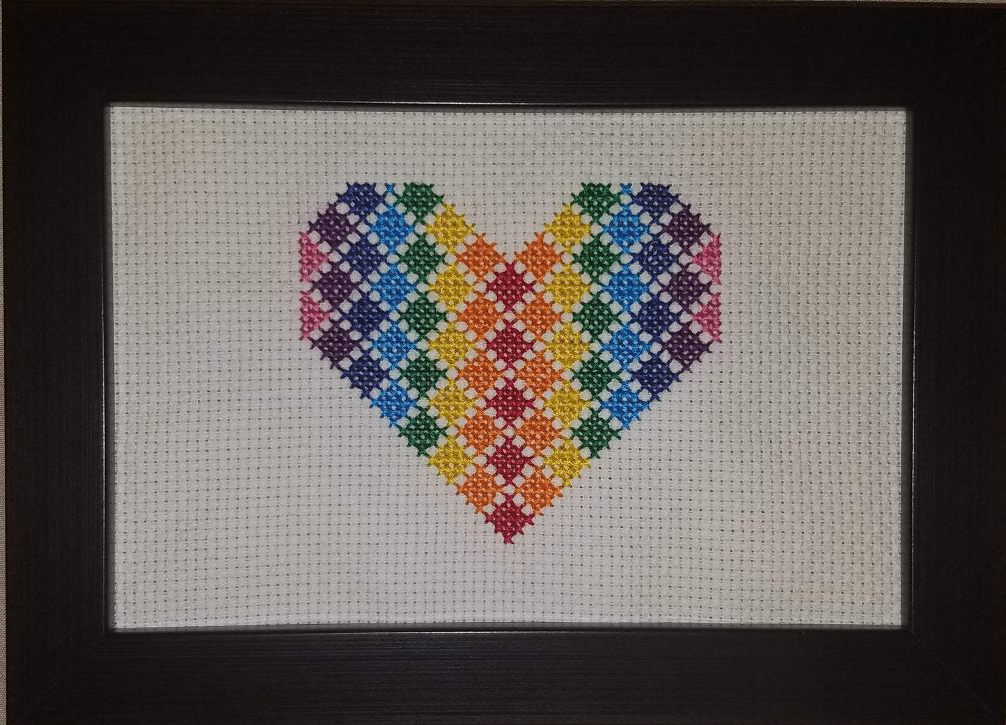 Rainbow Heart Cross-stitch, Made-to-Order
