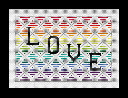 Rainbow Love Patchwork Cross-stitch, Made-to-Order