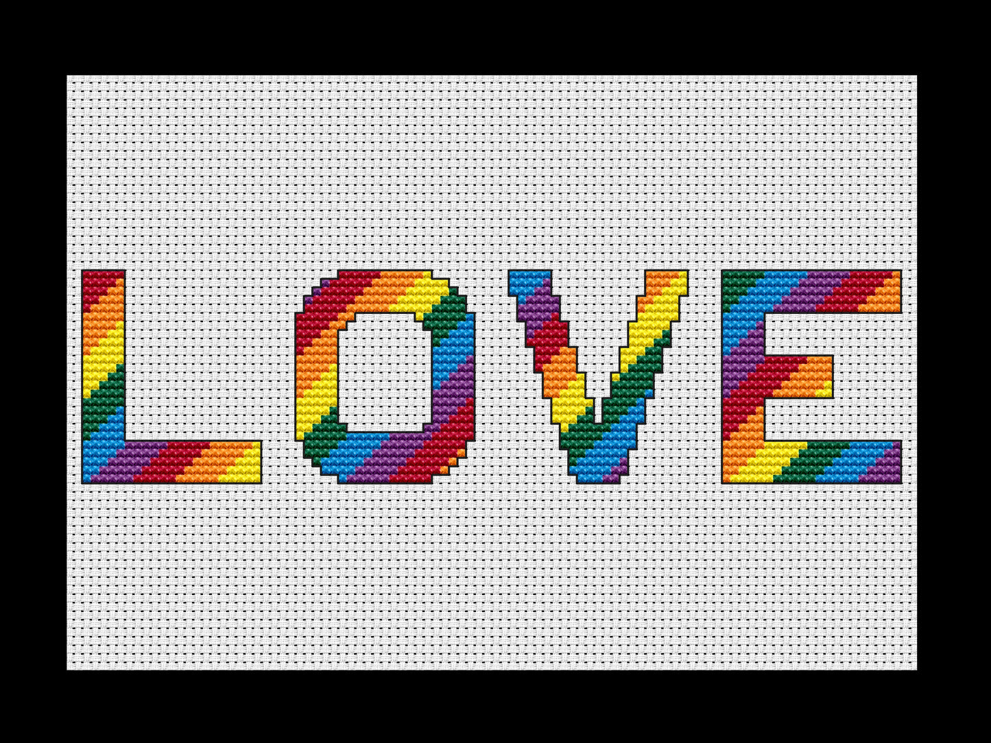 Rainbow Love Word Cross-stitch, DIY Kit