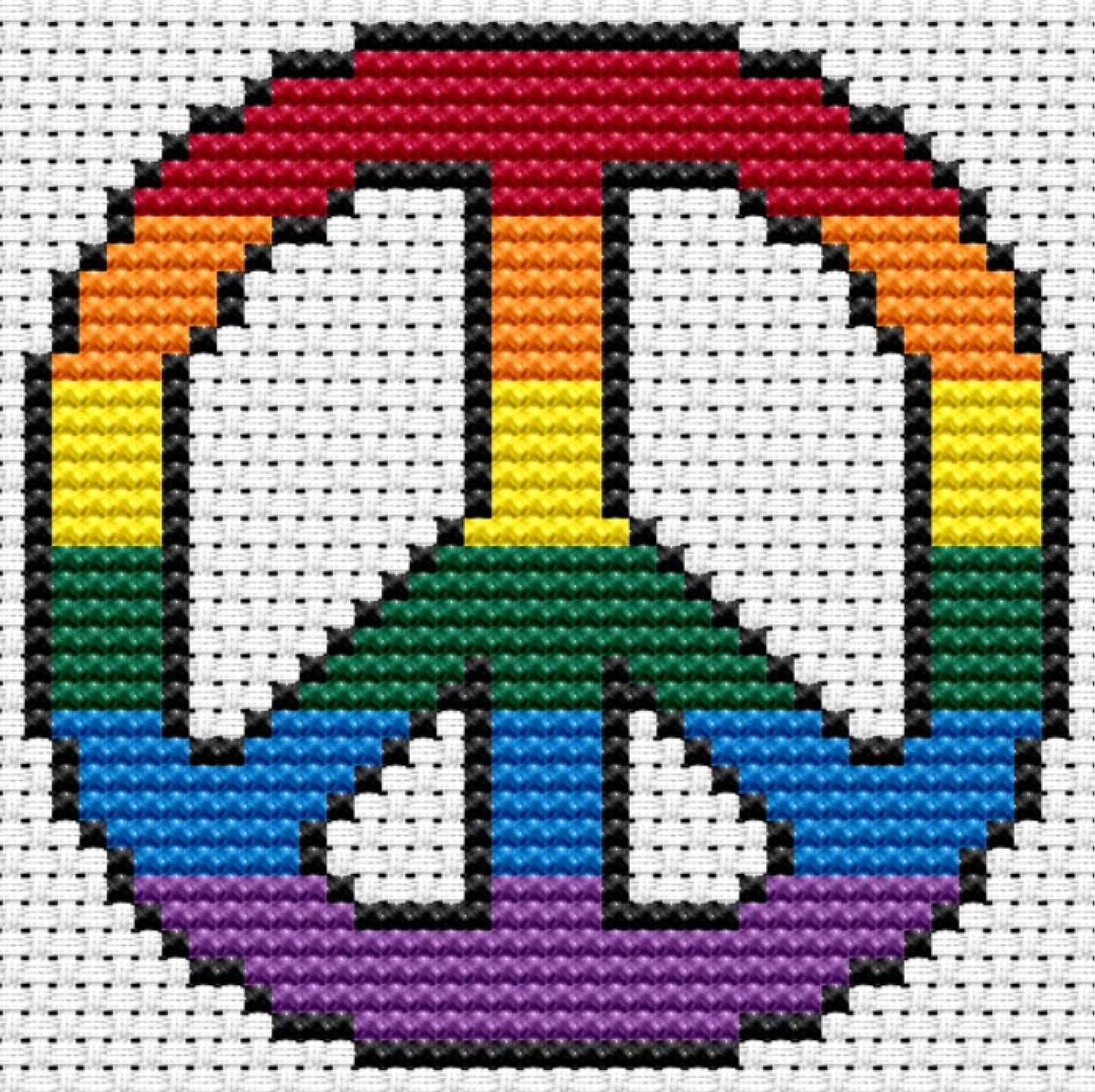 Rainbow Peace Sign Cross-stitch, Made-to-Order