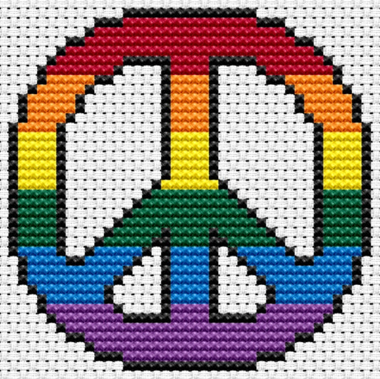 Rainbow Peace Sign Cross-stitch, Made-to-Order