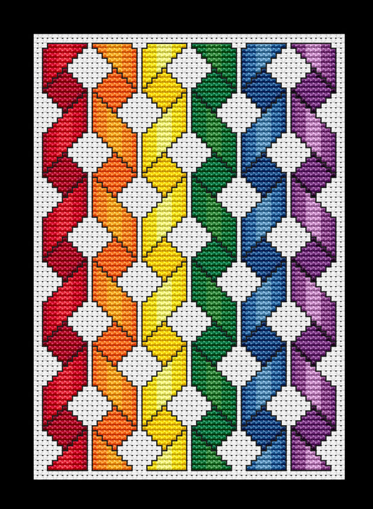 Rainbow Ribbons Cross-stitch, Made-to-Order