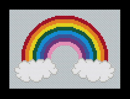 Rainbow and Clouds Cross-stitch, Made-to-Order