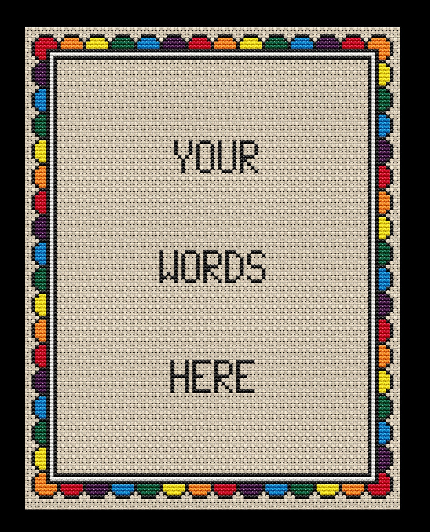 Rainbow Half-Circles Border Cross-stitch, Made-to-Order