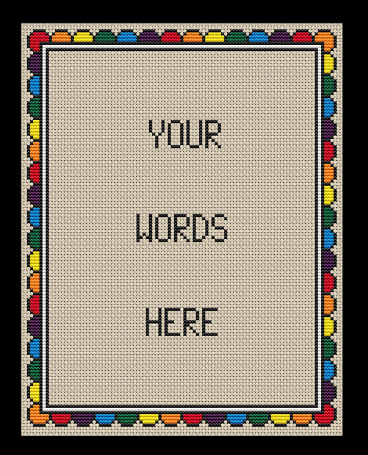 Rainbow Half-Circles Border Cross-stitch, Made-to-Order