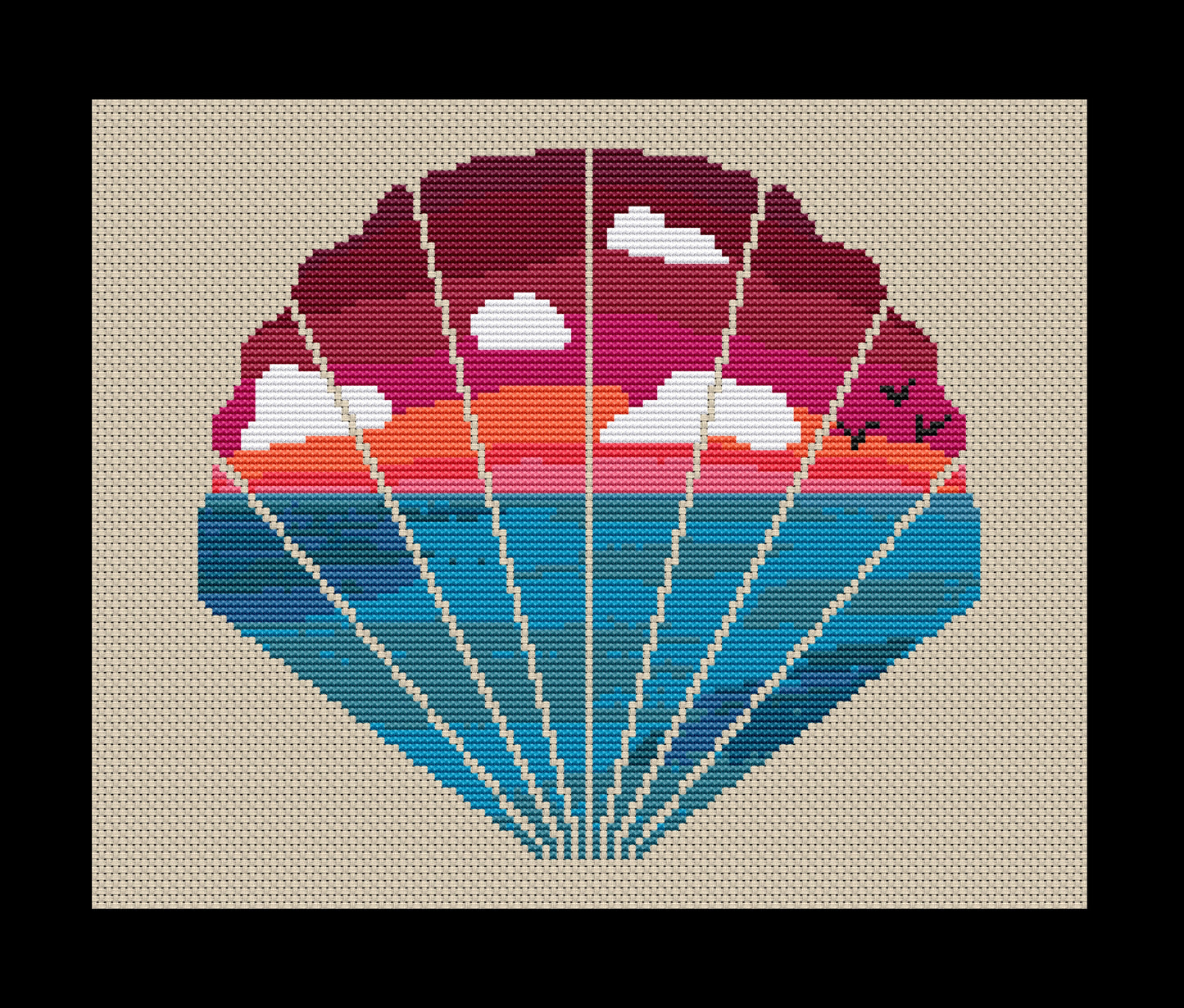 Seashell Sunset Cross-stitch, Made-to-Order