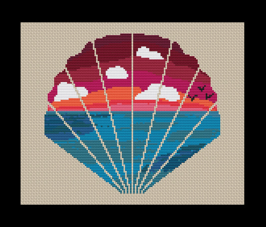 Seashell Sunset Cross-stitch, Made-to-Order