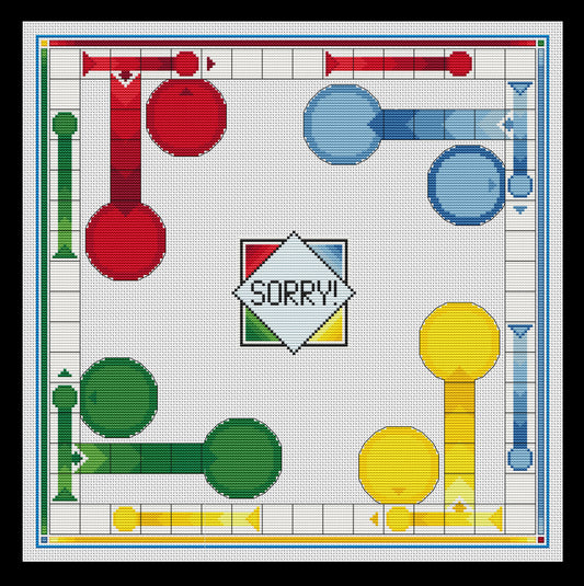 Sorry Game Board Cross-stitch, Made-To-Order