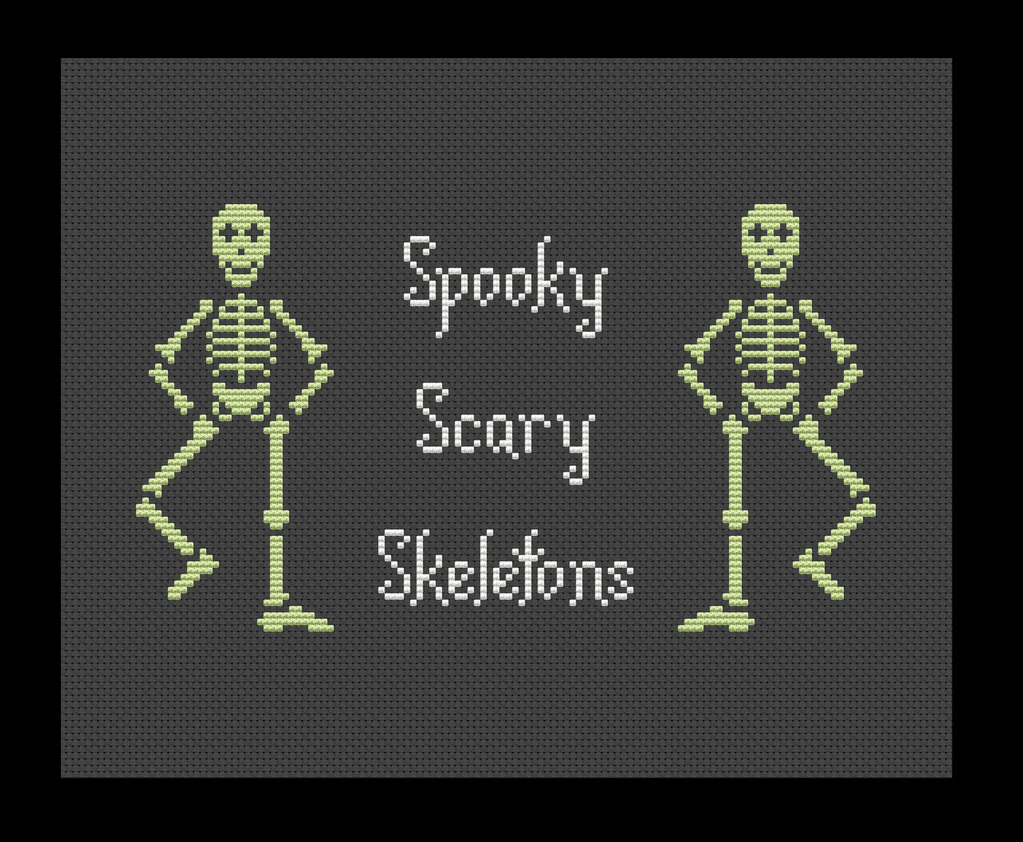 Spooky Scary Skeletons (Glow-In-The-Dark) Cross-stitch, Made-To-Order