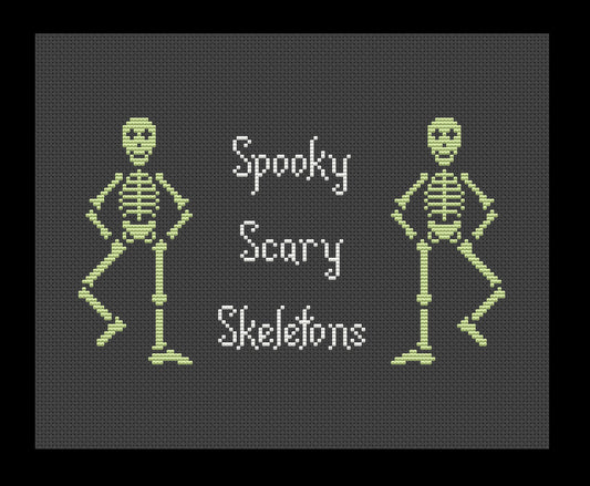Spooky Scary Skeletons (Glow-In-The-Dark) Cross-stitch, Made-To-Order
