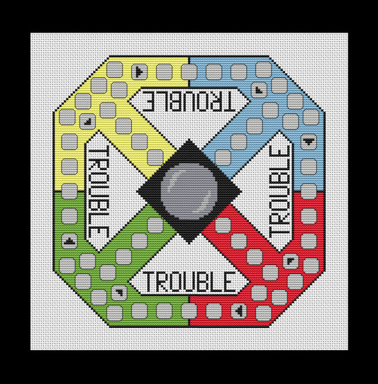 Trouble Game Board Cross-stitch, Made-To-Order