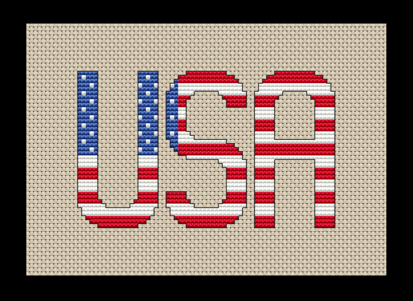 USA Flag Letters Cross-stitch, Made-to-Order
