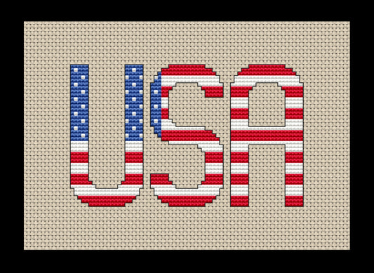 USA Flag Letters Cross-stitch, Made-to-Order